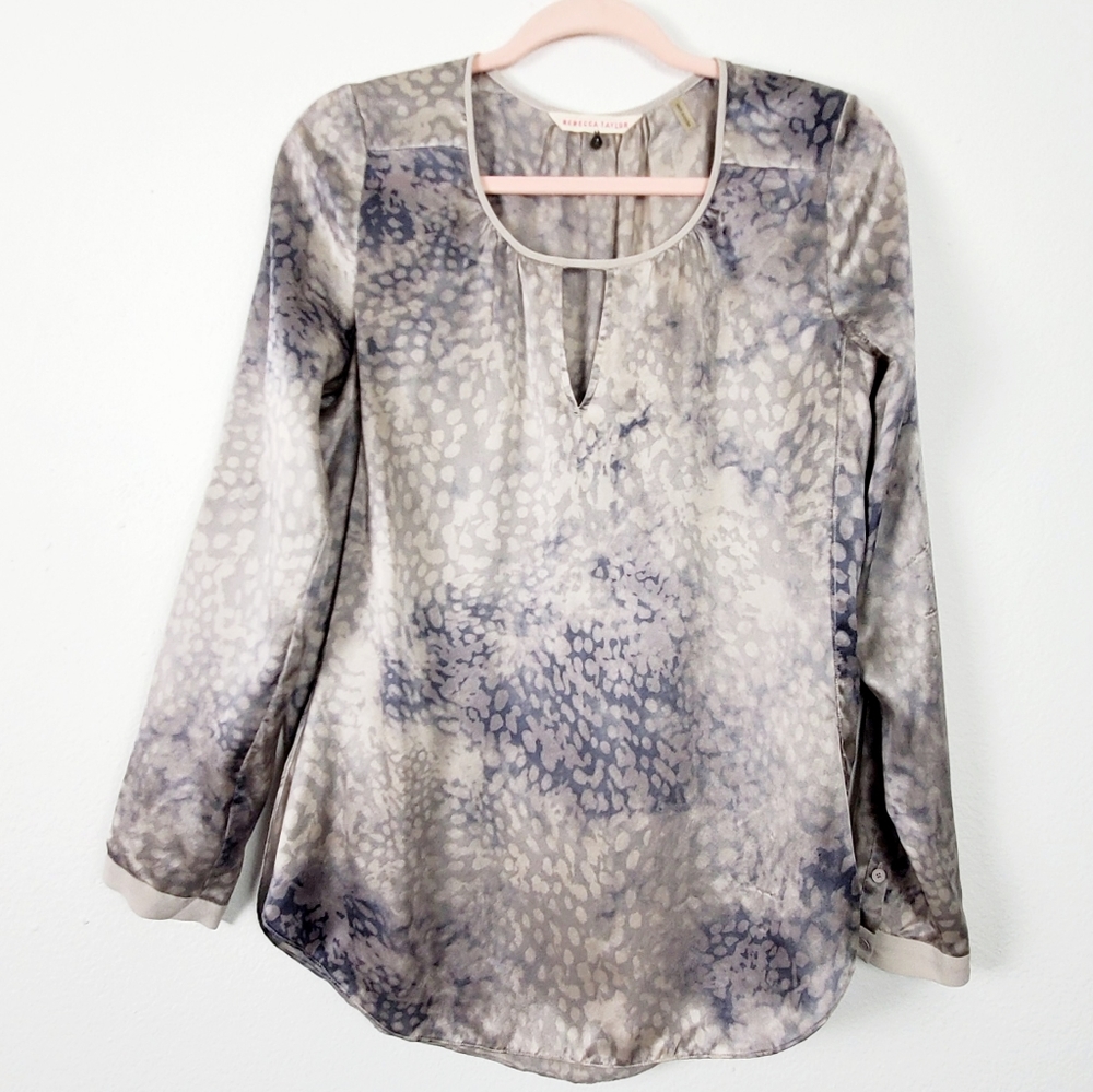 Rebecca Taylor Silk Animal Print Silk Blouse